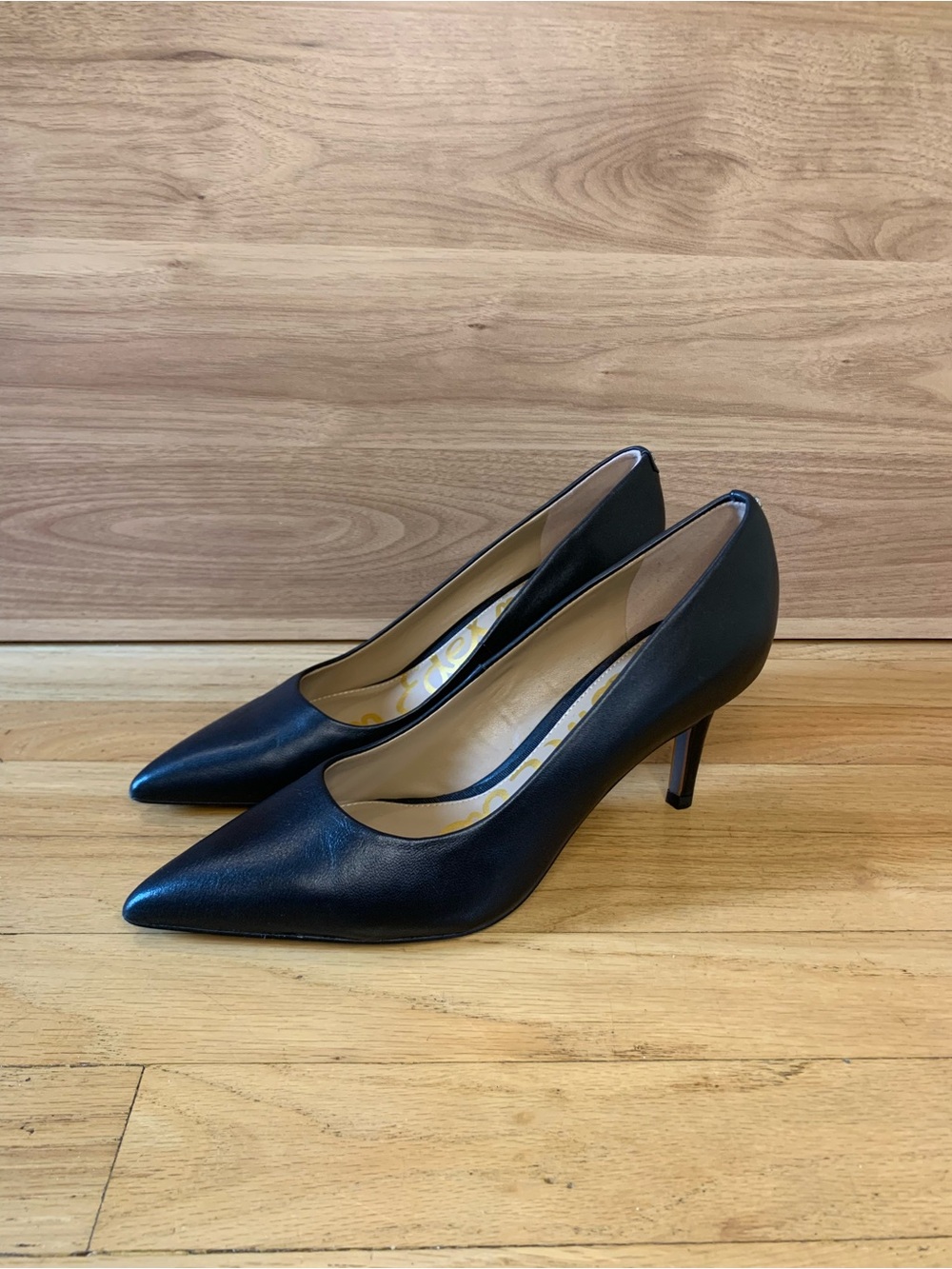 Sam Edelman Vienna Black Leather Pointed Toe Pumps - Size 7.5